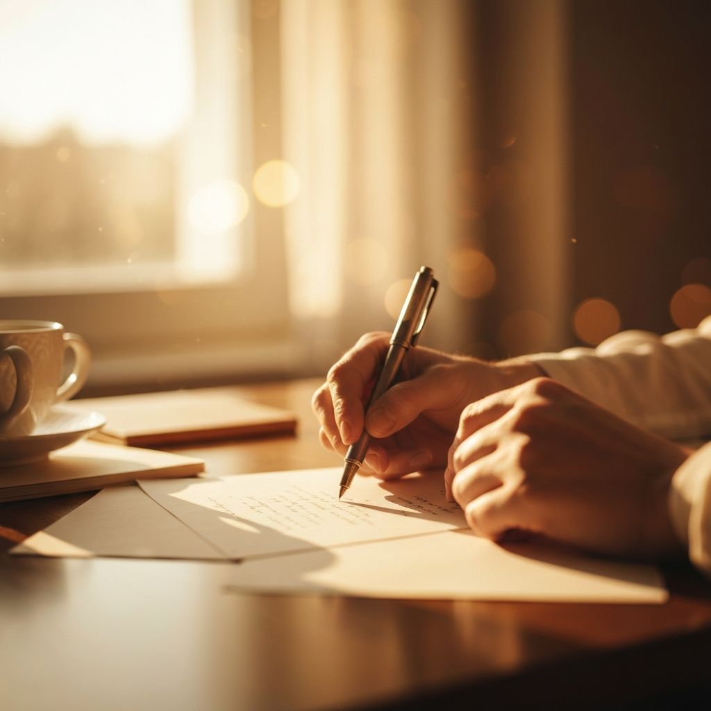 Person writing a heartfelt letter